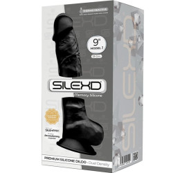 SILEXD - MODELO 1 PENE REALÍSTICO SILICONA PREMIUM SILEXPAN NEGRO 23 CM