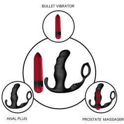 ARMONY - KNIGHT VIBRADOR ANAL PROSTATA and ANILLO CONTROL REMOTO NEGRO