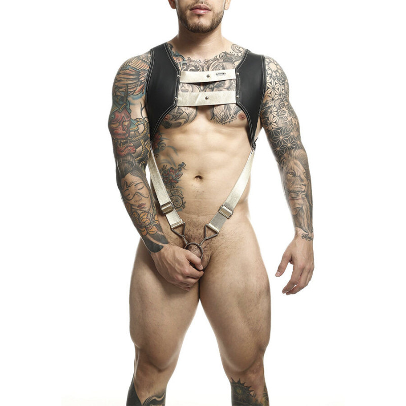 MOB - DNGEON HARNESS WITH GOLDEN PENIS RING ONE SIZE