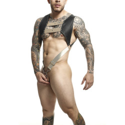 MOB - DNGEON HARNESS WITH GOLDEN PENIS RING ONE SIZE