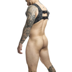 MOB - DNGEON HARNESS WITH SILVER PENIS RING ONE SIZE