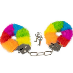 SPENCER and FLEETWOOD - RAINBOW LINED METAL HANDCUFFS