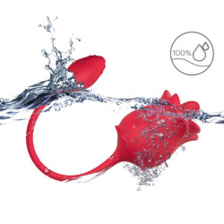 ARMONY - ROSA 2 EN 1 ESTIMULADOR SUCCIONADOR and VIBRADOR 10 MODOS CON COLA ROJO