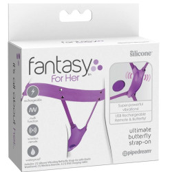 FANTASY FOR HER - BUTTERFLY HARNESS, VIBRATING RECHARGEABLE and REMOTE CONTROL PURPLE