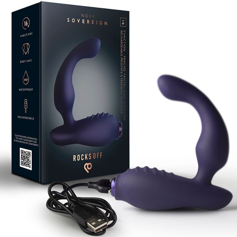 ROCKS-OFF - NOVA SOVEREIGN RECHARGEABLE PROSTATE and PERINEUM MASSAGER 16 FUNCTION BLUE