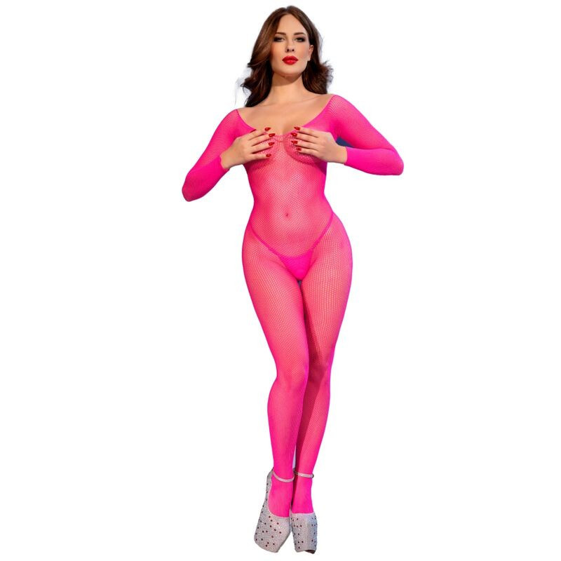 CHILIROSE - CR 4894 BODYSTOCKING MALLA ROSA NEON S-M