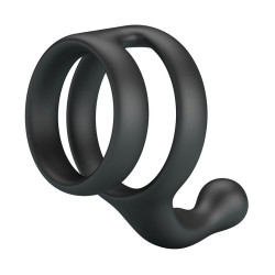 CRAZY BULL - YANCY DOUBLE COCK AND BALL RING BLACK