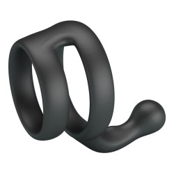 CRAZY BULL - YANCY DOUBLE COCK AND BALL RING BLACK