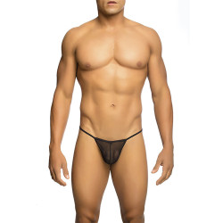 MOB - TRANSPARENT T-SHAPED THONG BLACK SIZE L-XL