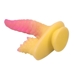 POWER MONSTERS - RIPPLIED MONSTER FANTASY DILDO WITH SUCTION CUP 22.5 CM Ø 5.5 CM PINK and YELLOW