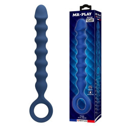 MR PLAY - BLUE SILICONE ANAL BEADS and ANAL PLUG -Ø- 3,4 CM - 28.5 CM