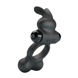 PRETTY LOVE - VIBRATING PENIS RING WITH BUNNY STIMULATOR 10 FUNCTIONS BLACK