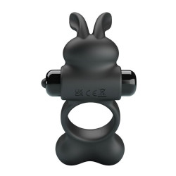PRETTY LOVE - VIBRATING PENIS RING WITH BUNNY STIMULATOR 10 FUNCTIONS BLACK