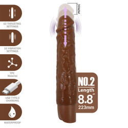 PRETTY LOVE - KESSLER REALISTIC VIBRATING DILDO WITH 10 VIBRATION MODES AND 10 THROWS, 22 CM, BROWN