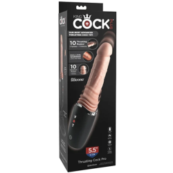 KING COCK PLUS - THRUSTING COCK PRO DILDO DE SILICONA CON EMPUJE VIBRACIÓN Y CALOR LIGHT 12,7 CM