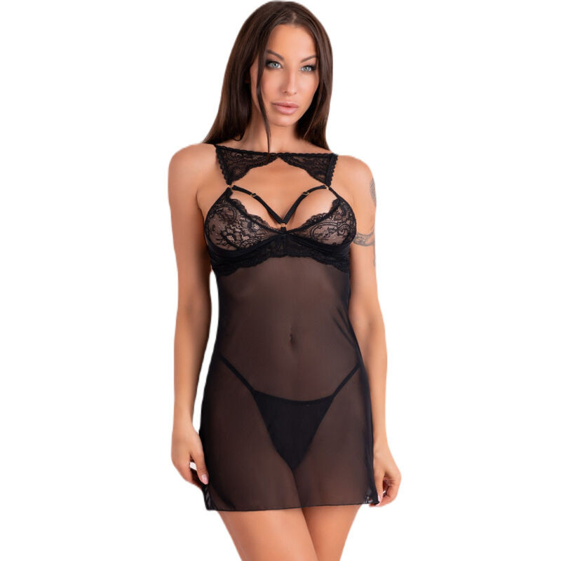LIVCO CORSETTI FASHION - KROLINA LC 90734 CHEMISE THONG BLACK L-XL
