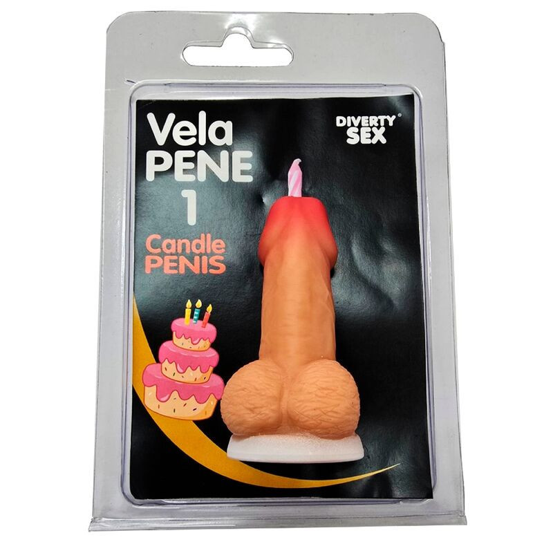 DIABLO PICANTE - VELA PENE EN FORMA DE NÚMERO 1 COLOR CARNE