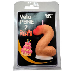 DIABLO PICANTE - PENIS CANDLE IN THE SHAPE OF THE NUMBER 2 FLESH COLOR
