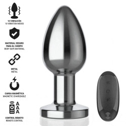 INTENSE - PLUG ANAL 10 VIBRACIONES METAL CON CONTROL REMOTO L