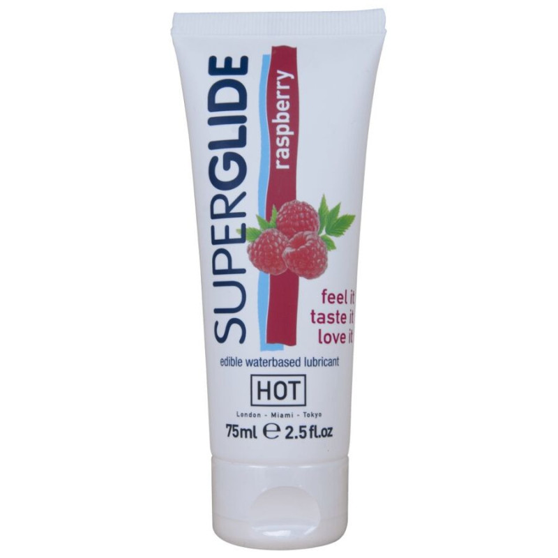 HOT - SUPERGLIDE EDIBLE LUBRICANT WATERBASED RASPBERRY 75 ML
